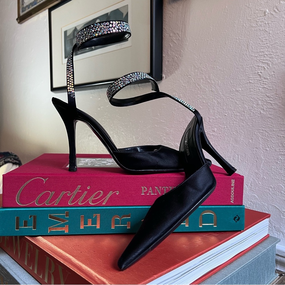 Sergio Rossi Crystal Ankle Wrap Pumps